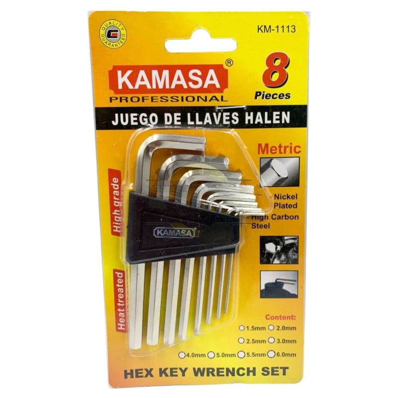 GENERICO - Set Llave Allen 8 Pzas Hasta 6mm Acero Herramientas Ferreteria