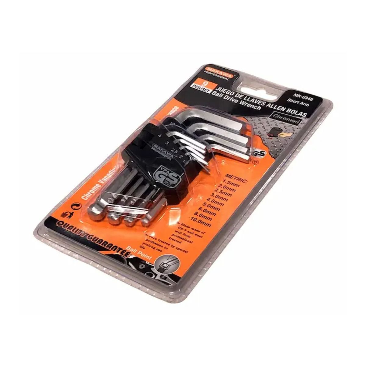 GENERICO - Set Llaves Allen Bolas 9 Pzas 10mm Herramienta Profesional