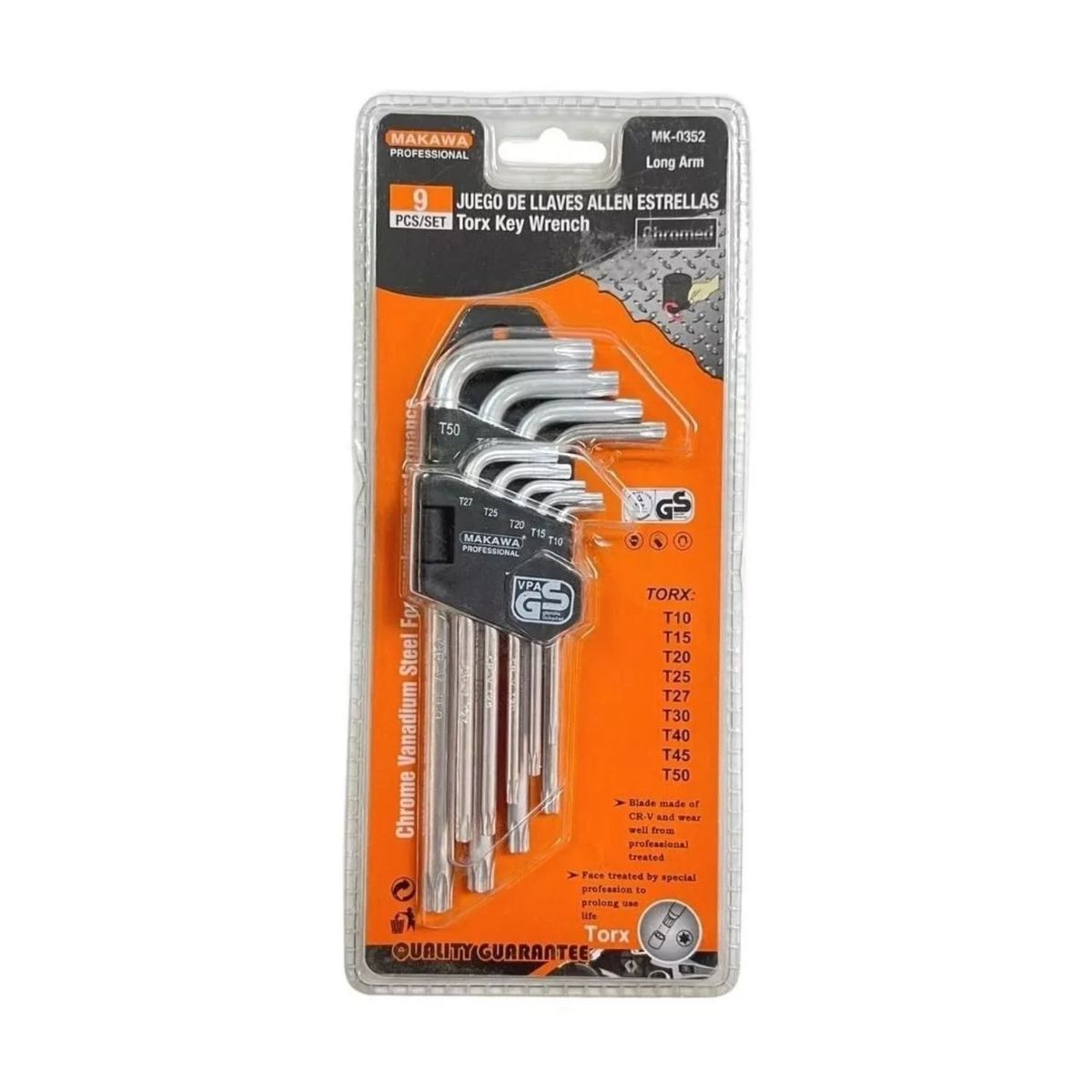 GENERICO - Set Llaves Allen Estrellas 9 Pzas 10mm Herramienta Profesional