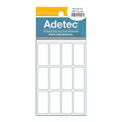 ADETEC - 120 Etiquetas Manual Rectangular Blanca 19x40 mm