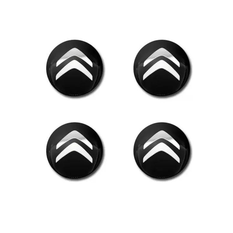 GENERICO - SetX4 Tapa Centro Citroen Llanta Autos 56mm Negra Logo Plata