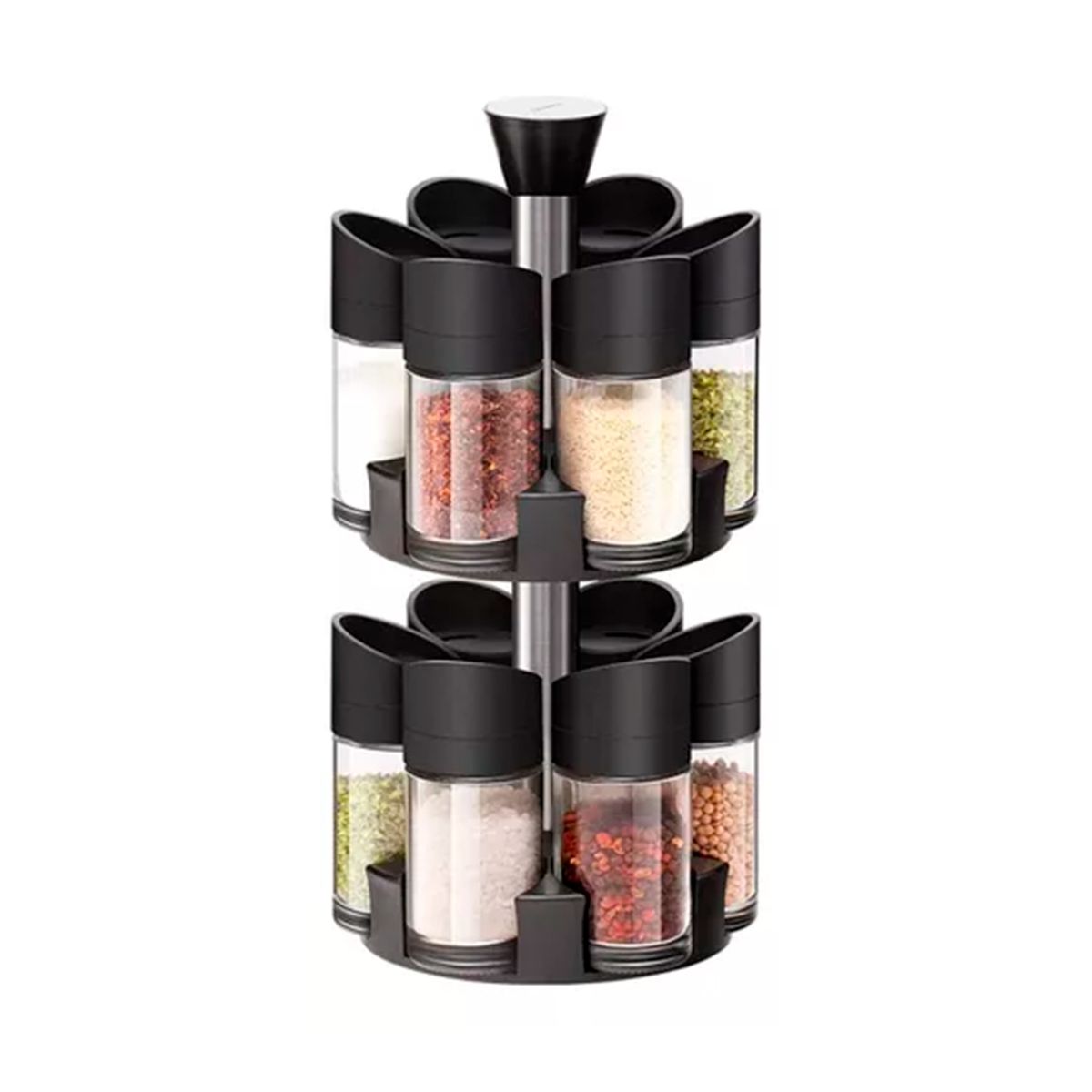 GENERICO - Especiero Giratorio 2 Niveles + Set 12 Piezas Condimenteros