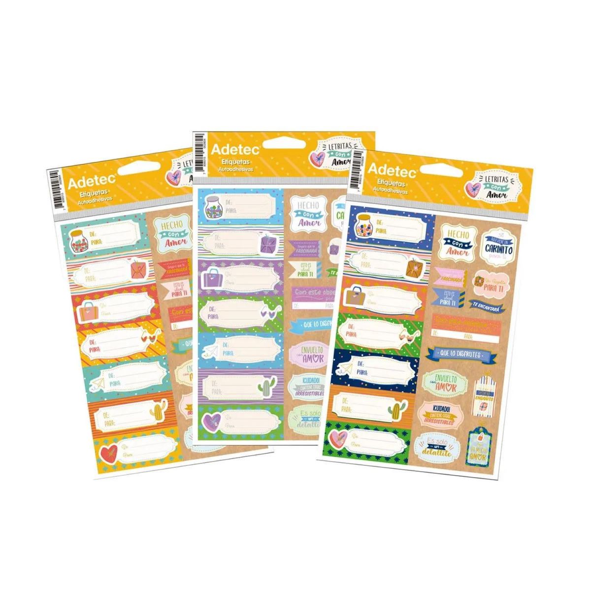 ADETEC - Pack 60 Etiquetas Para Regalo Adetec Diseño Surtidos