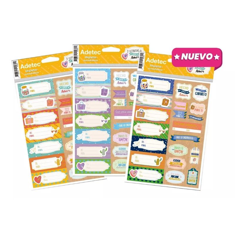 ADETEC - Pack 60 Etiquetas Para Regalo Adetec Diseño Surtidos - 280