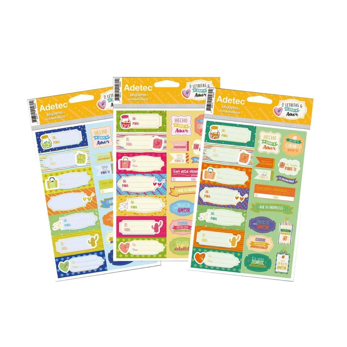 ADETEC - Pack 60 Etiquetas Para Regalo Adetec Diseño Surtidos