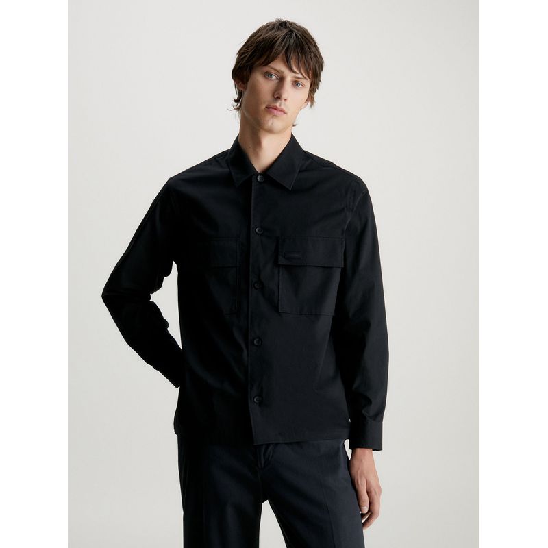 CALVIN KLEIN - Camisa Elástica Boxy Popelín Negro Calvin Klein