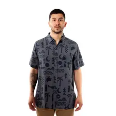 HANG LOOSE - Camisa Guayabera Hombre Elements Gris Oscuro