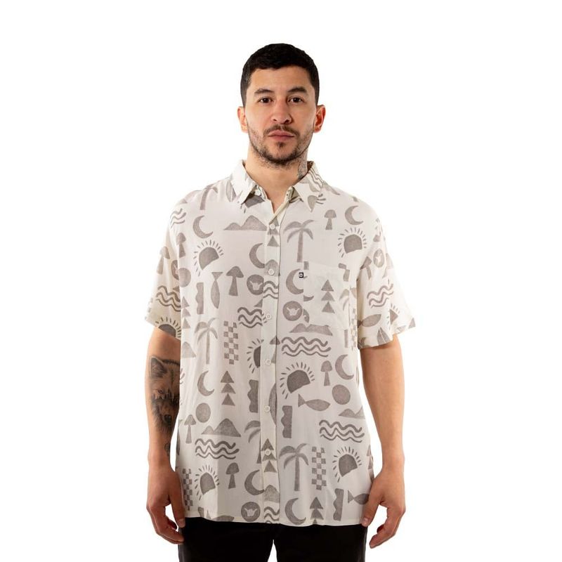 HANG LOOSE - Camisa Guayabera Hombre Elements Beige Hang Loose