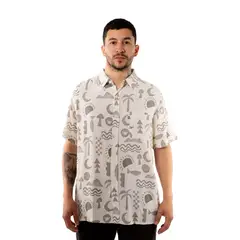 HANG LOOSE - Camisa Guayabera Hombre Elements Beige