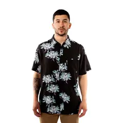 HANG LOOSE - Camisa Guayabera Hombre Florida Negro
