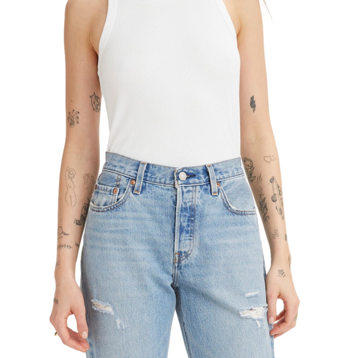 LEVIS - Polera Mujer Lisa Sin Mangas Blanco Levis