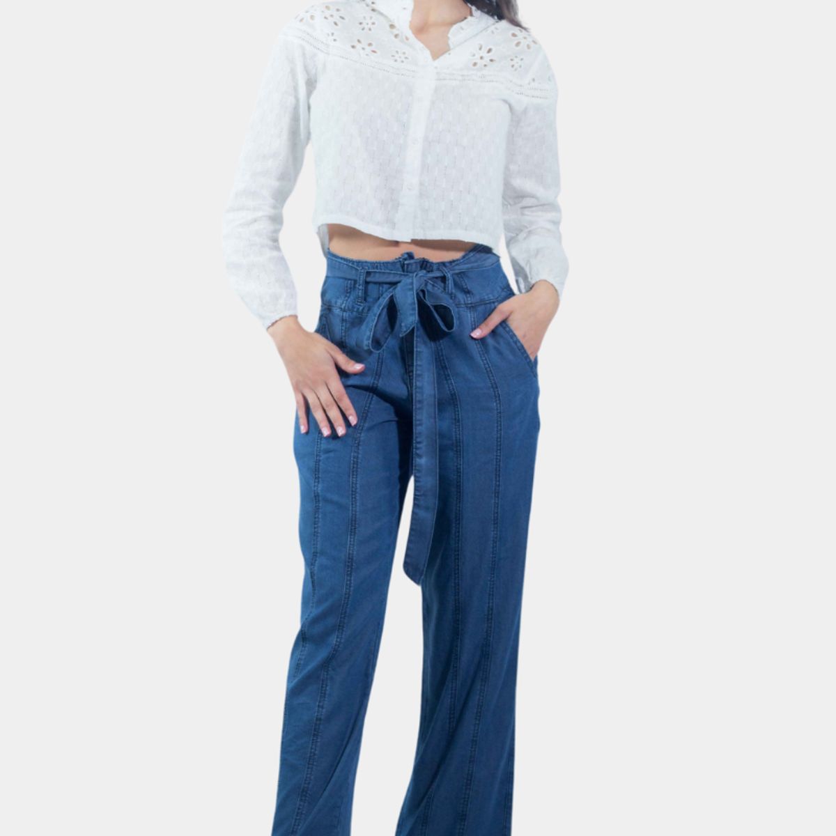 TENTATION - Pantalon Palazzo Tencel Cortes Tentation