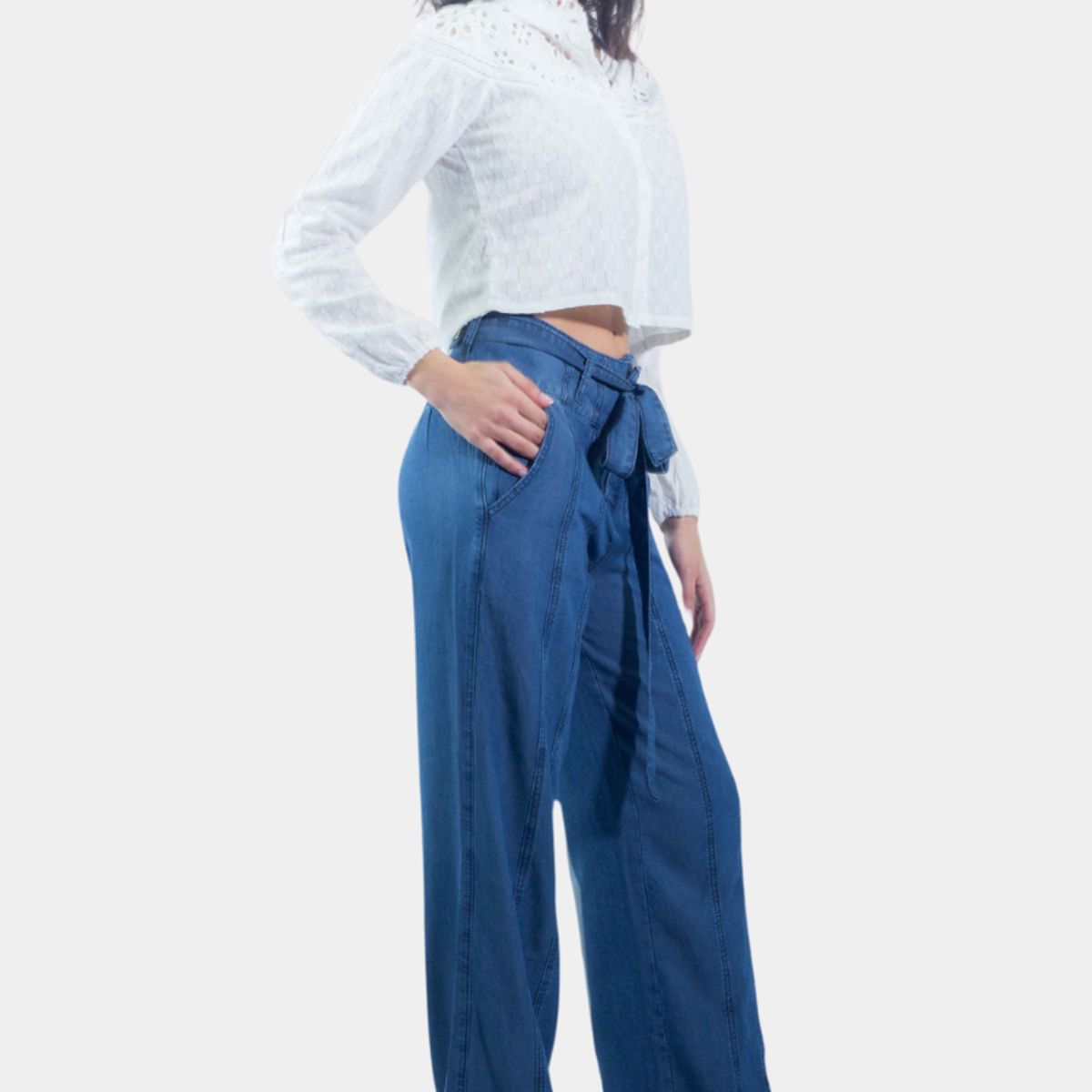 TENTATION - Pantalon Palazzo Tencel Cortes Tentation