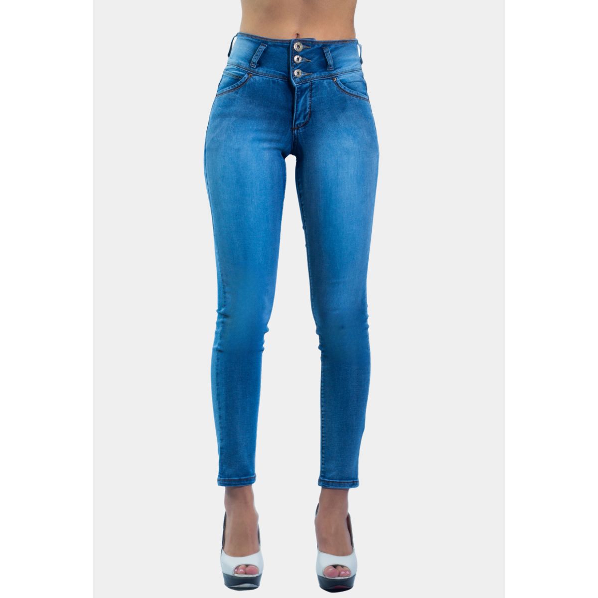 TENTATION - Jeans Pitillo Focalizado TA Push Up Azul Tentation