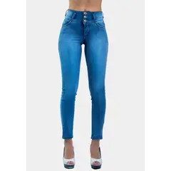TENTATION - Jeans Pitillo Focalizado TA Push Up Azul