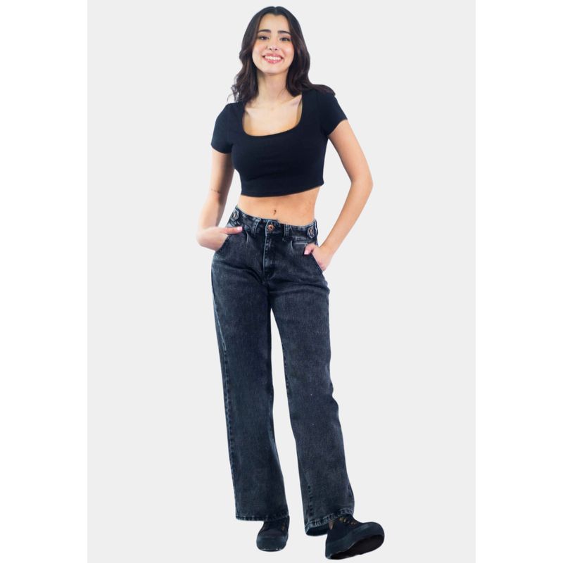 TENTATION - Jeans Wide Leg Gravillado Gris Tentation
