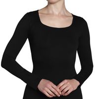 Polera Manga Larga Escote Cuadrado Negro