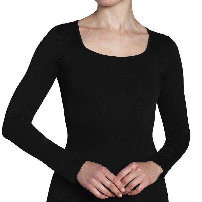 MONARCH - Polera Manga Larga Escote Cuadrado Negro
