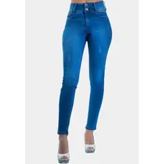TENTATION - Jeans Pitillo Focalizado Dremel TA Push Up Azul