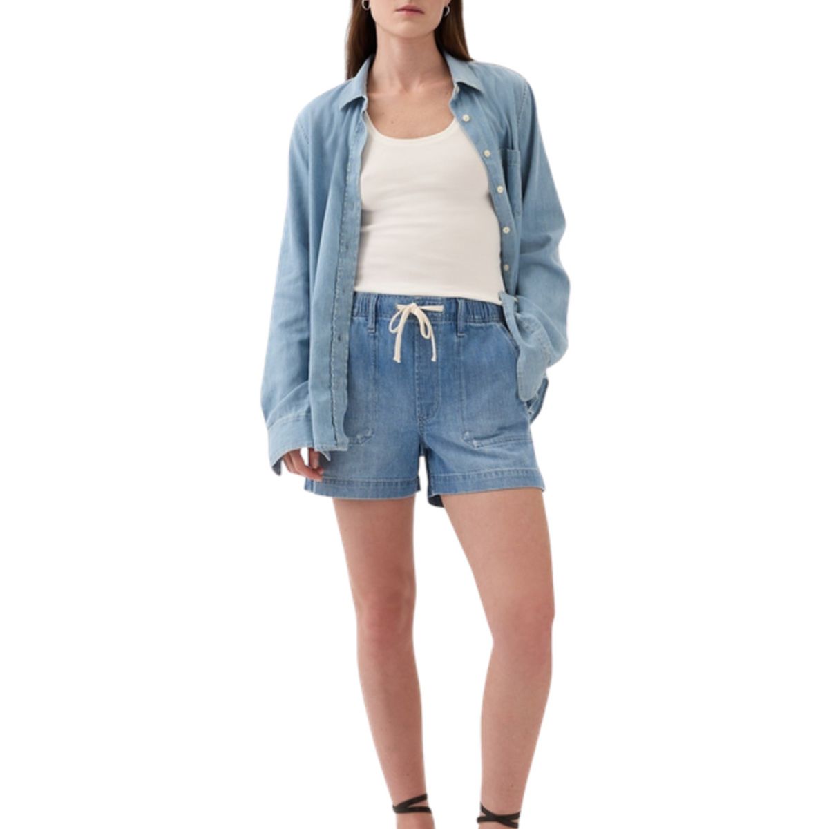 GAP - Short Denim Pull On Mujer Azul