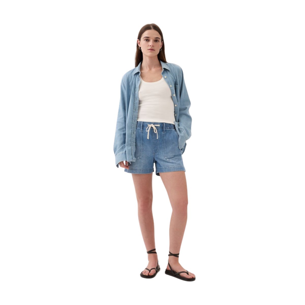 GAP - Short Denim Pull On Mujer Azul