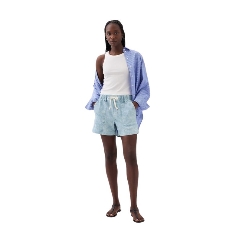 GAP - Short Denim Pull On Mujer Celeste
