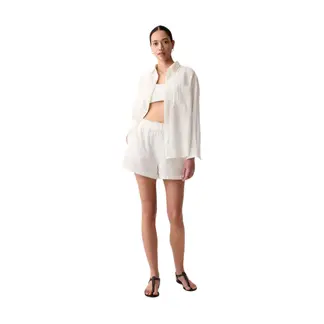 GAP - Short Gasa Con Elástico Mujer Blanco