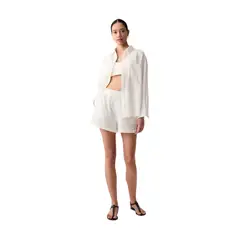 GAP - Short Gasa Con Elástico Mujer Blanco