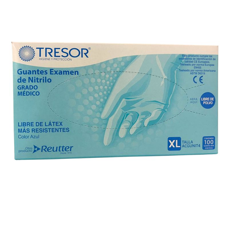 CRANBERRY - Guantes Descartables Nitrilo Celeste Tresor 100 Un - Talla XL