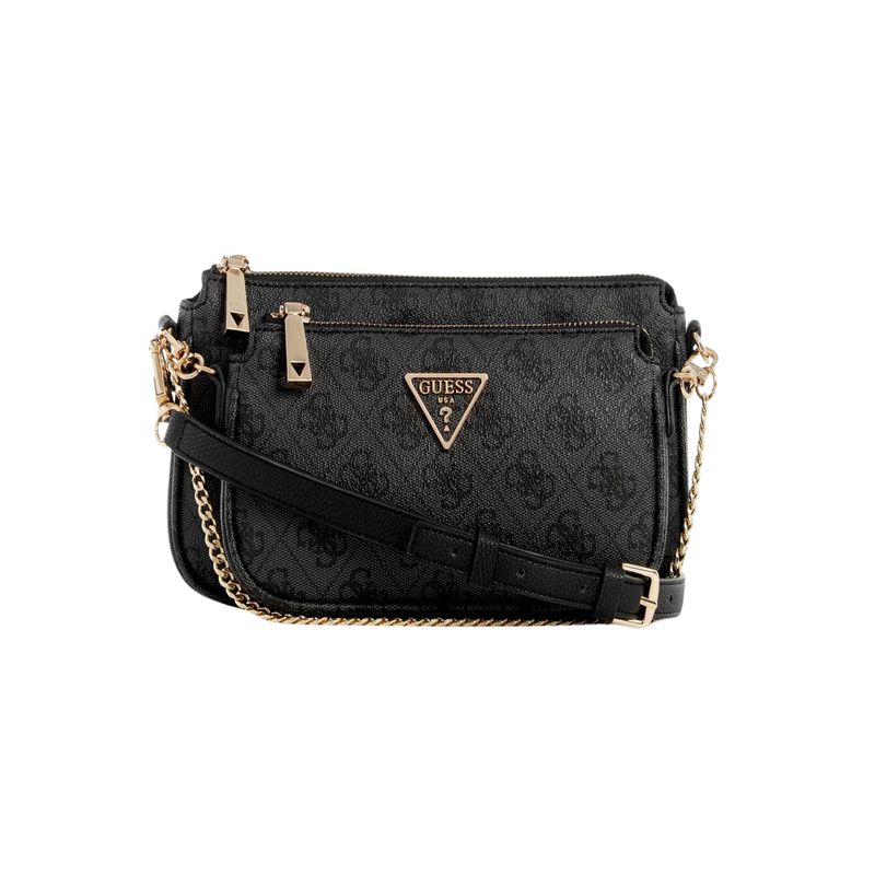 GUESS - Cartera Noelle Dbl Pouch Crossbody Carbon Guess