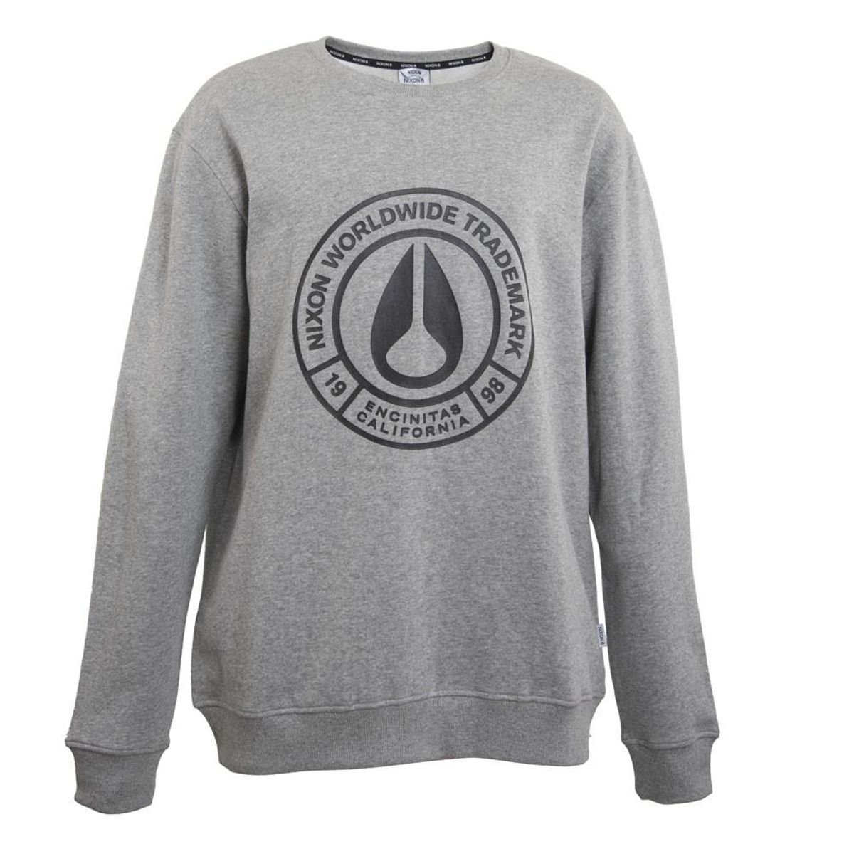 NIXON - Polerón Crew Grey Logo Front Black