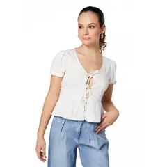 EFESIS - BLUSA TINNY REGULAR AMARRAS - Crema.-