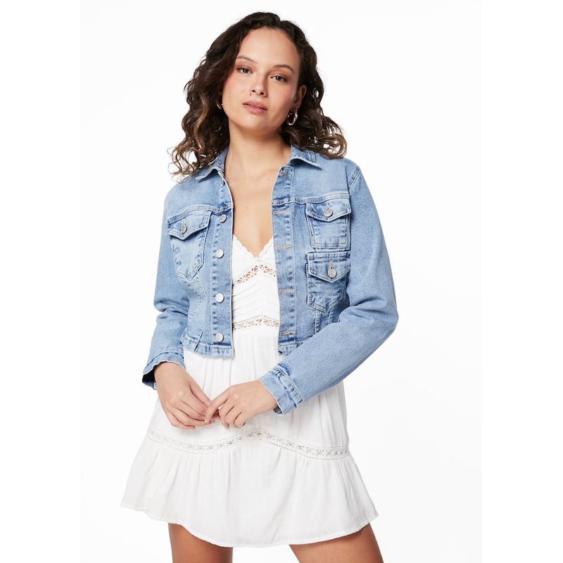 EFESIS - CHAQUETA PRETA CROP BOLSILLOS Y BASTA - Azul