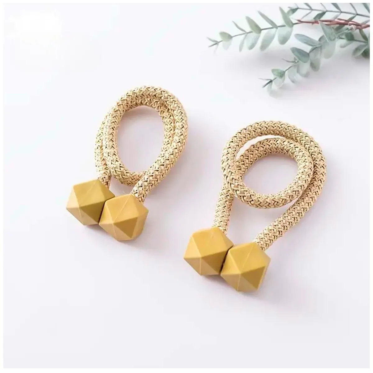 GENERICO - Pack de 02 Sujetadores - Abrazaderas Magneticas para Cortinas Dorado