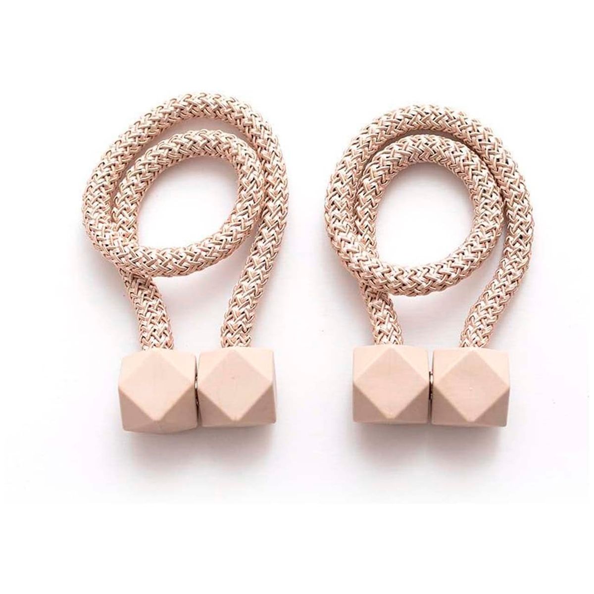 GENERICO - Pack de 02 Sujetadores - Abrazaderas Magneticas para Cortinas Beige