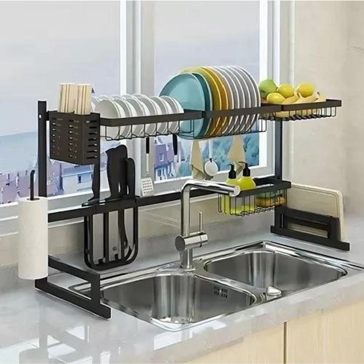 GENERICO - Rack escurridor para platos seca vasos  negro