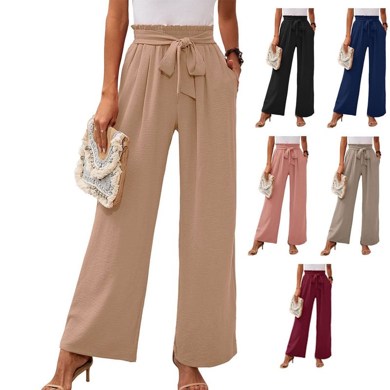 EVERSO - Pack 6 Pantalones Casuale Pierna ancha De Bamboo Y Lino Para Mujer