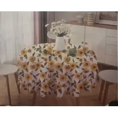 GENERICO - Mantel Redondo para Mesa Comedor - Diámetro 140 Cm Girasol