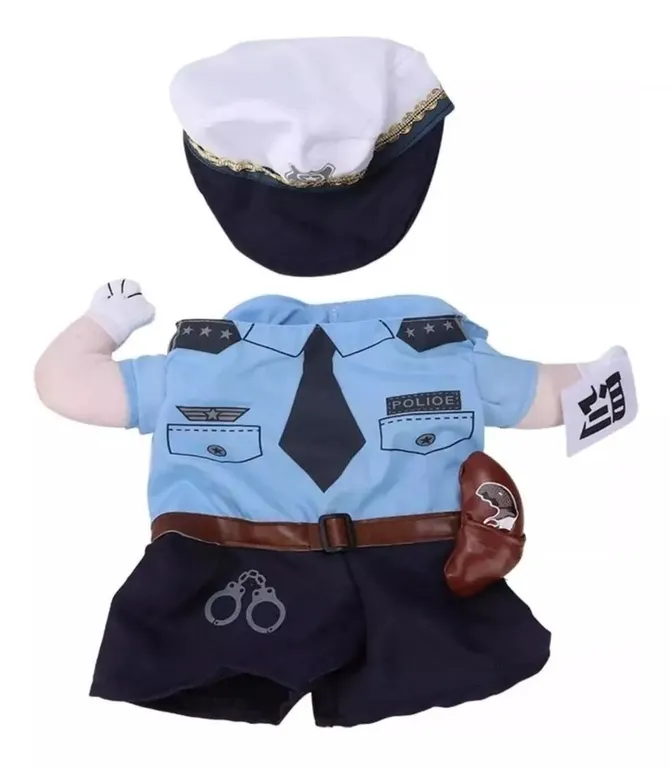 Disfraz De Policia Para Mascotas Perros Gatos Talla M