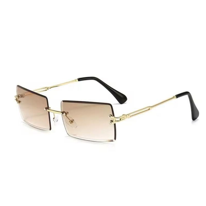 GENERICO - Anteojos de sol rectangular sin marco estilo vintage