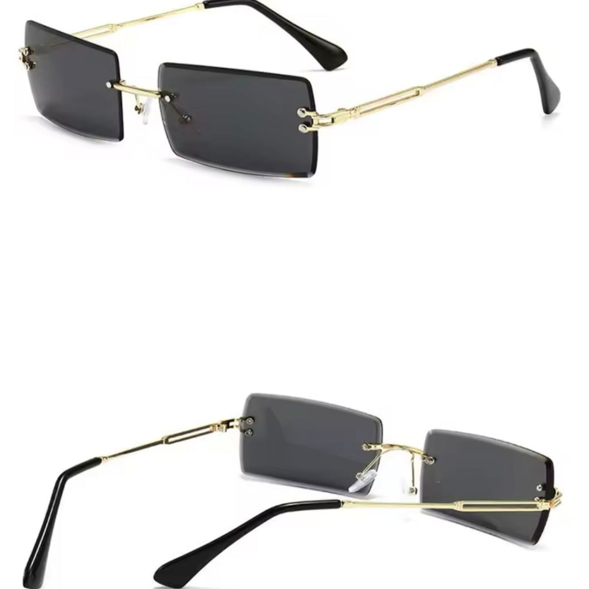 GENERICO - Anteojos de sol rectangular sin marco estilo vintage