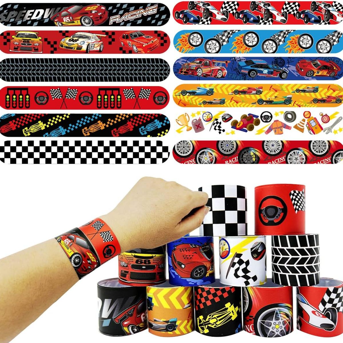 KUANGYE - Pack 12 Pulseras Cumpleaños Hot Wheel Niños