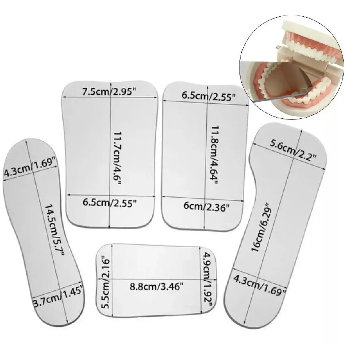 KUANGYE - Set 5 Espejos Intraorales Para Fotografia Dental Bolsitos