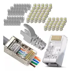 KUANGYE - 50 Conectores Rj45 Cat6 Pasantes Extremos De Cable Ethernet