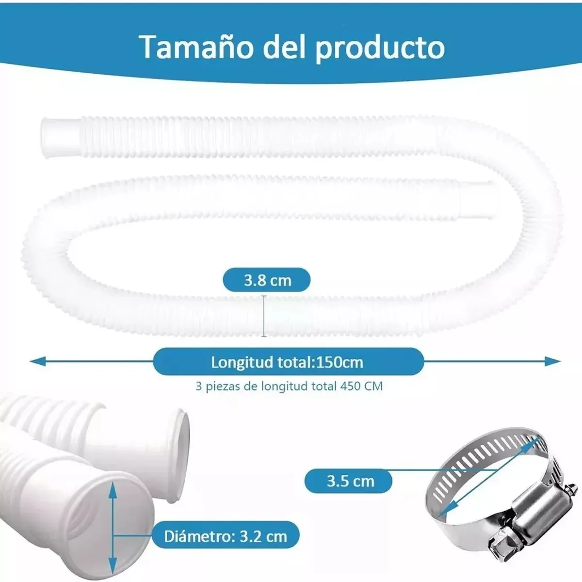 KUANGYE - Manguera Filtro Piscina Intex Bestway Universal 150cm