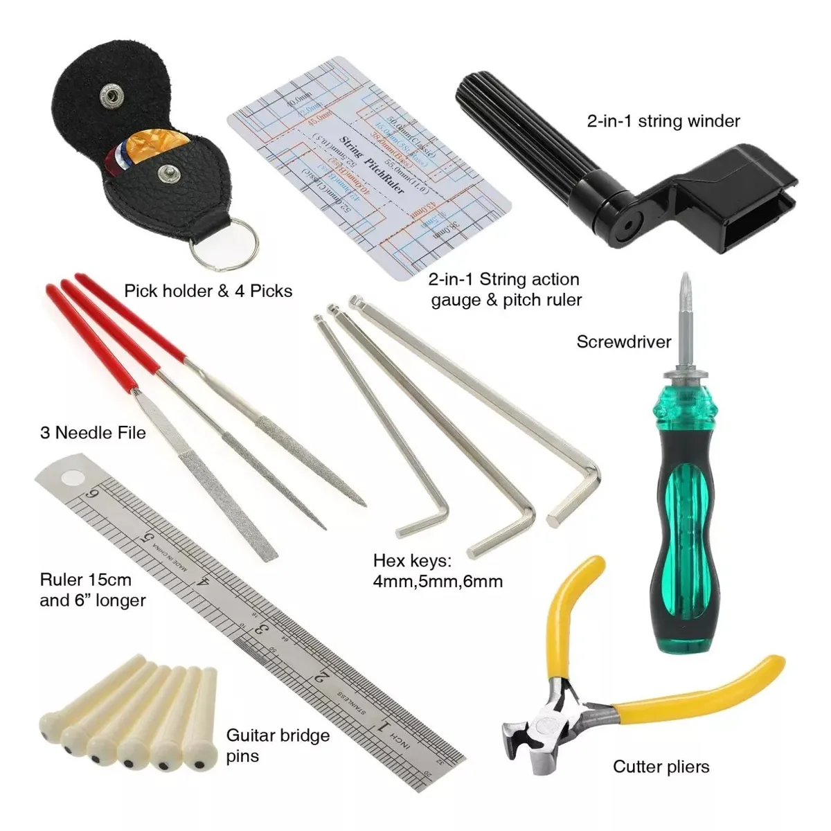 KUANGYE - Kit Herramientas Reparacion Mantencion Guitarras, 22 Piezas