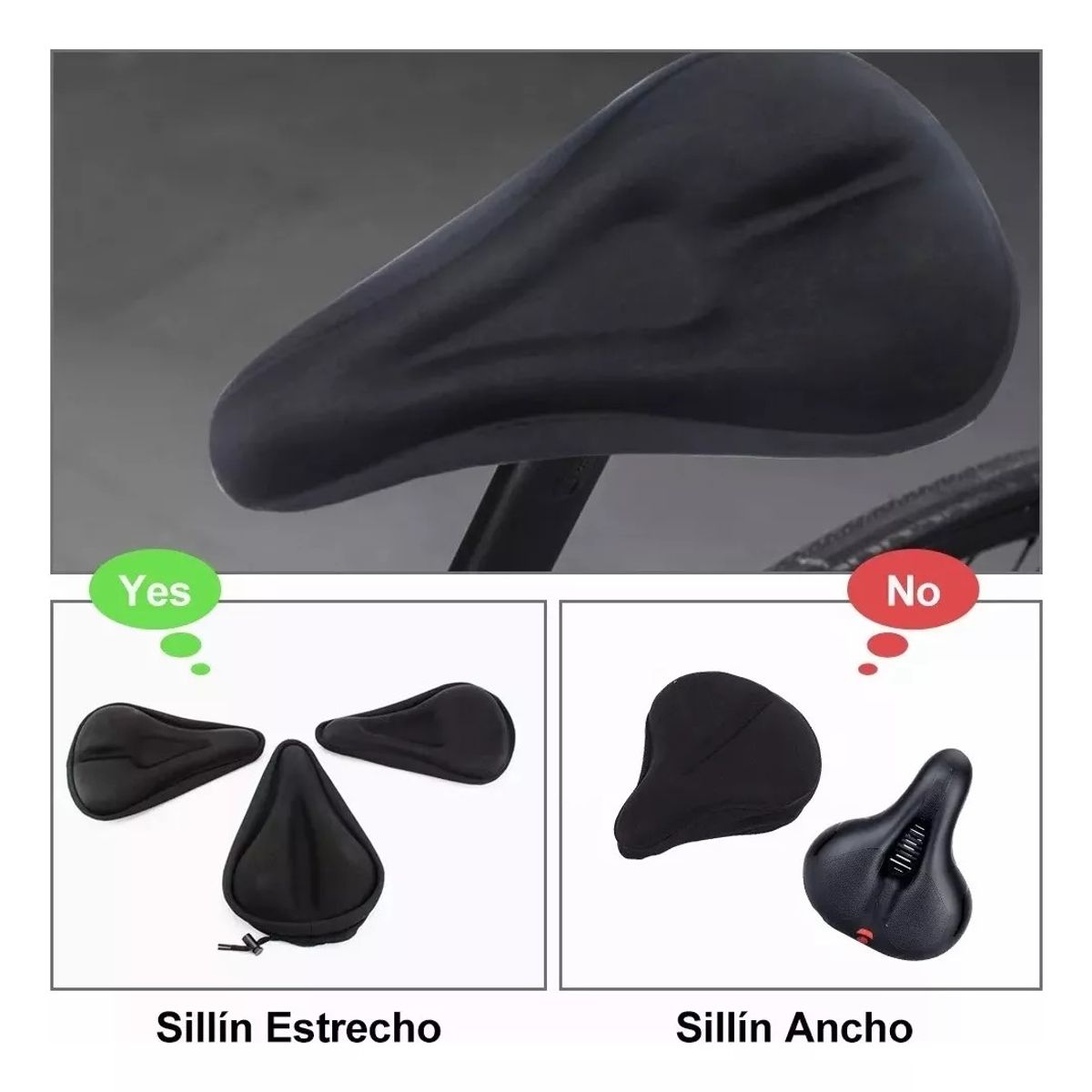 KUANGYE - Funda De Asiento De Bicicleta Con Gel Acolchonado