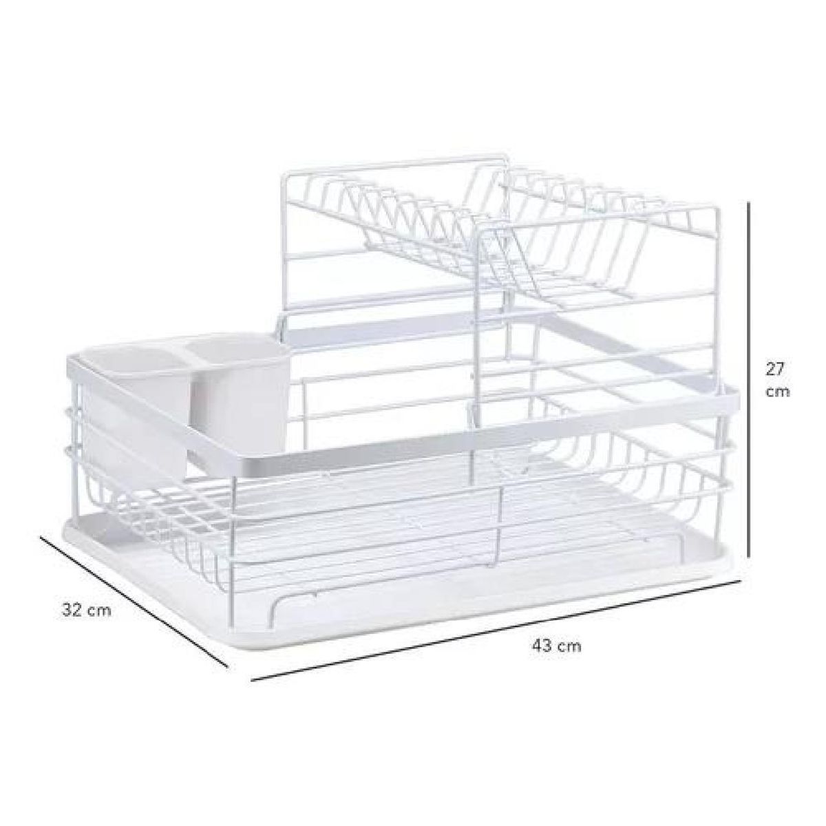 GENERICO - Secaplatos Escurridor 2 Niveles Acero Inox Blanco Simplit