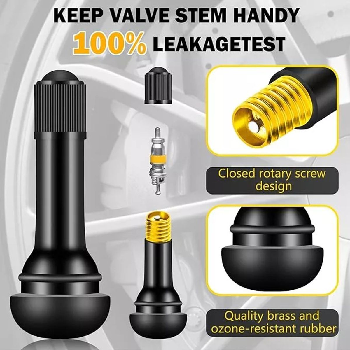 KUANGYE - Paquete De 100 Valvulas Para Neumaticos Tr413 Tubulares