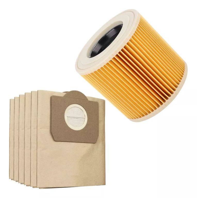 KUANGYE 5 Bolsas De Polvo + Filtro Para Aspiradora Compatible Con Karcher Wd3